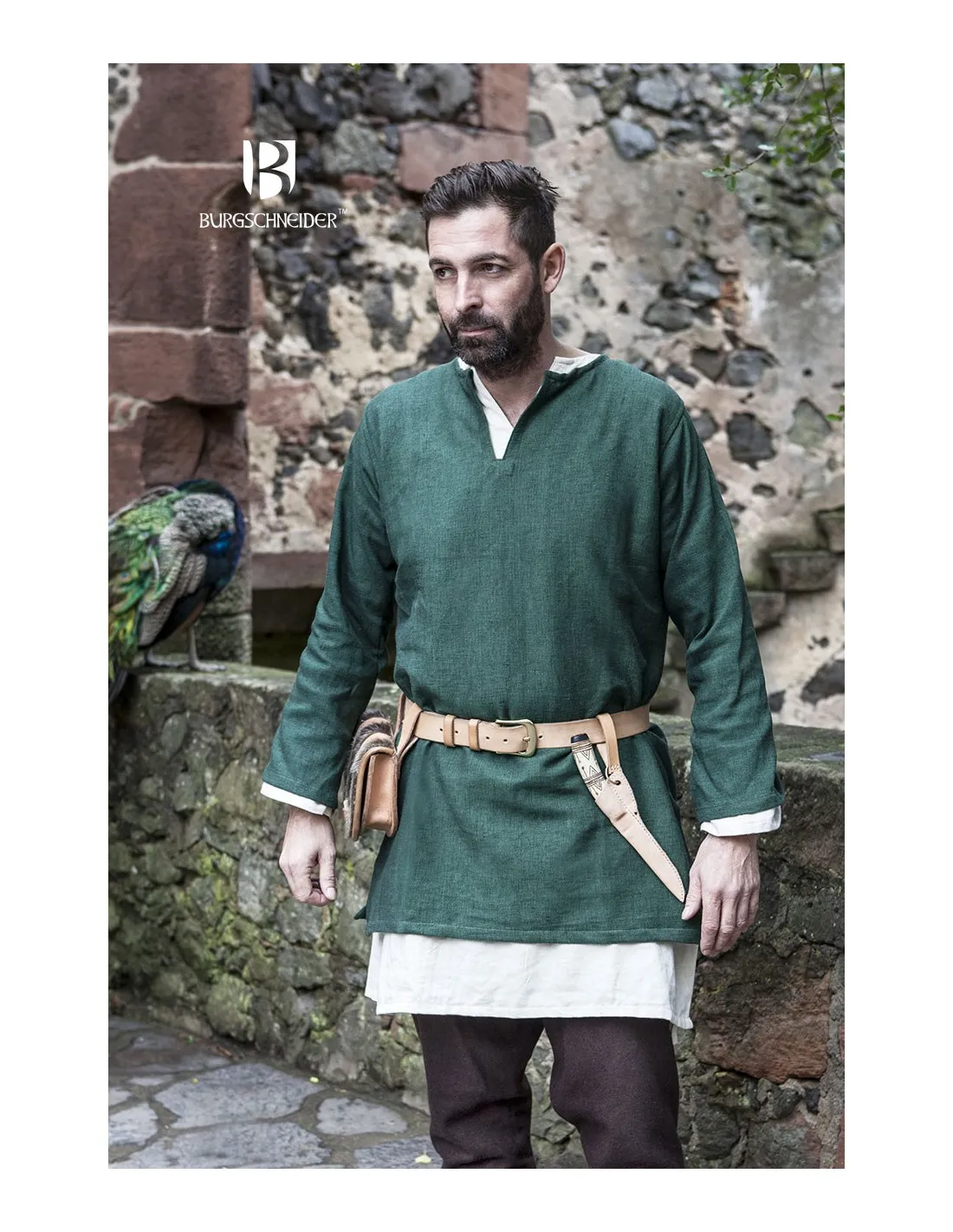 Túnica Medieval Erik verde manga larga