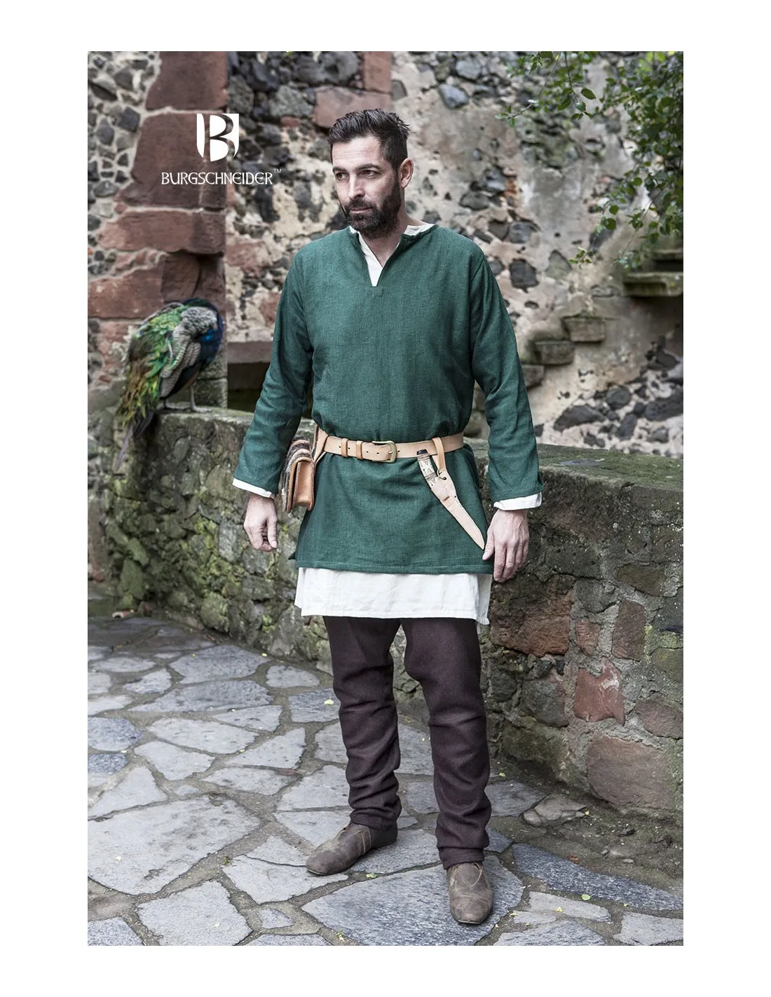 Túnica Medieval Erik verde manga larga