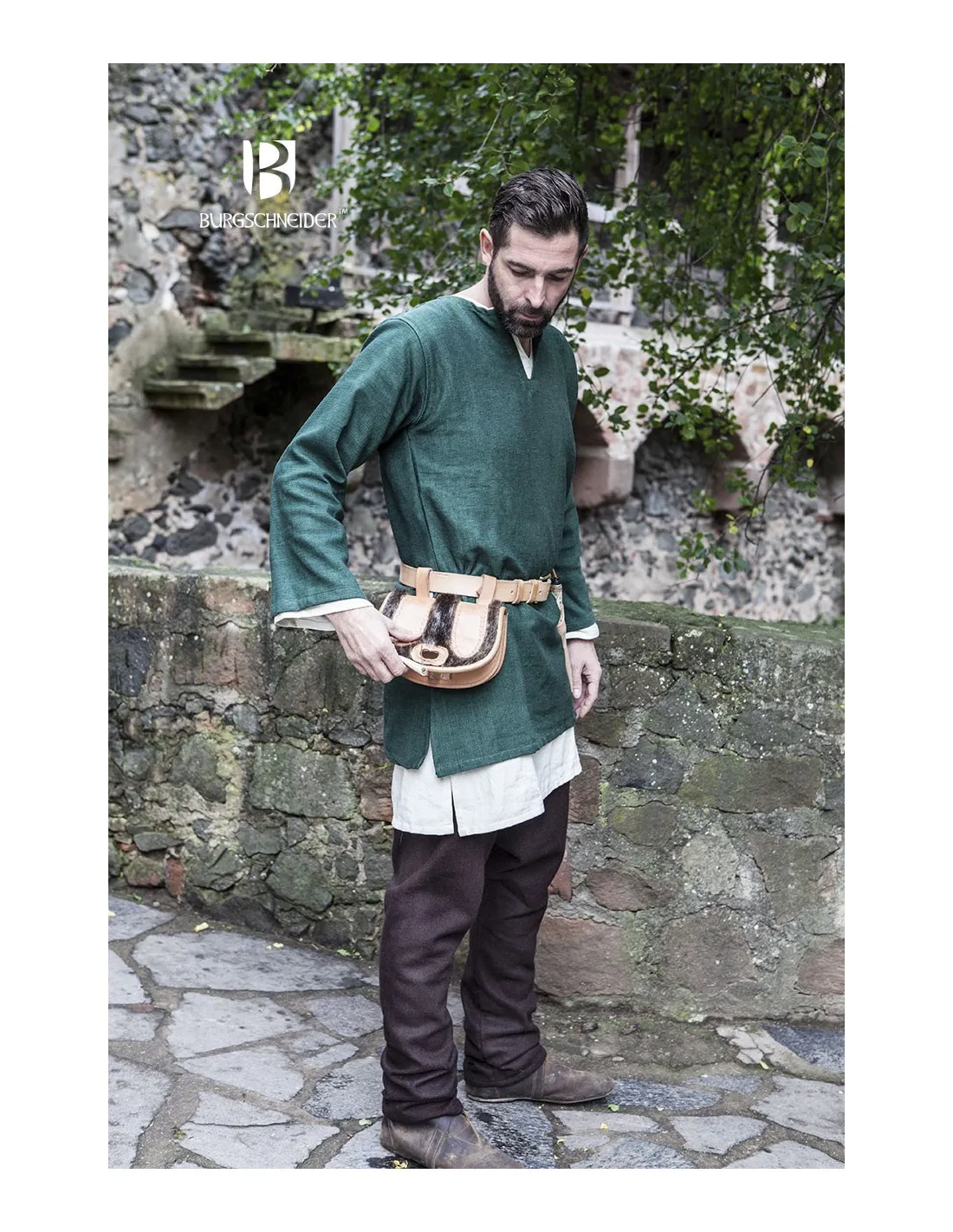 Túnica Medieval Erik verde manga larga