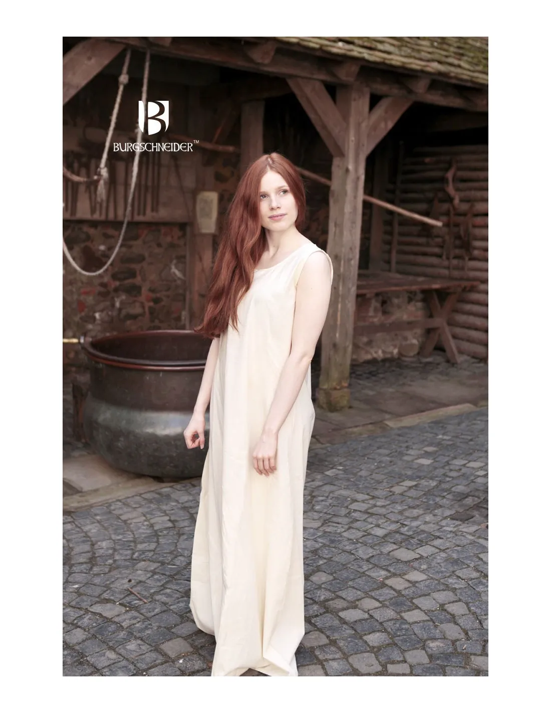Túnica medieval sin mangas Aveline, crema