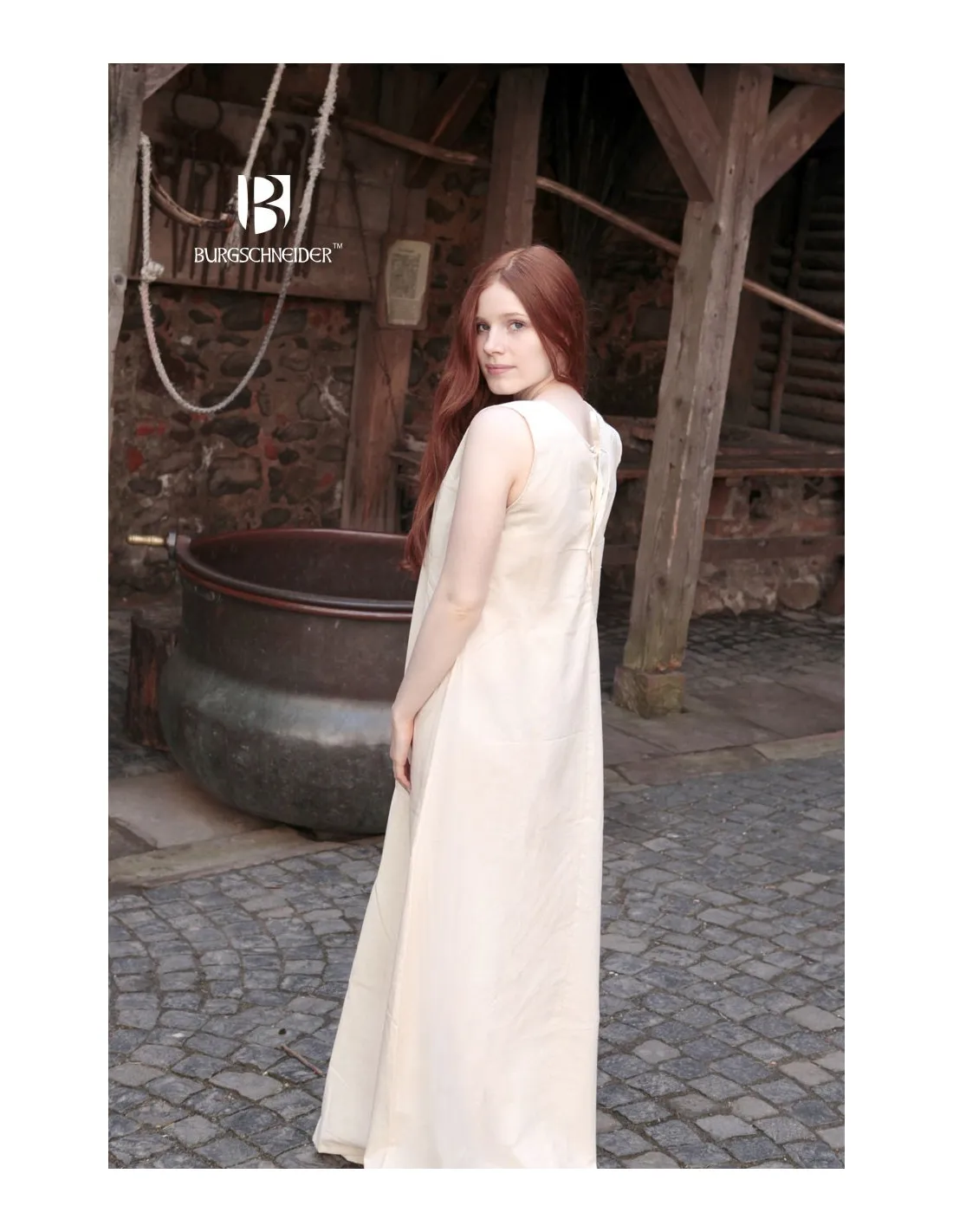 Túnica medieval sin mangas Aveline, crema