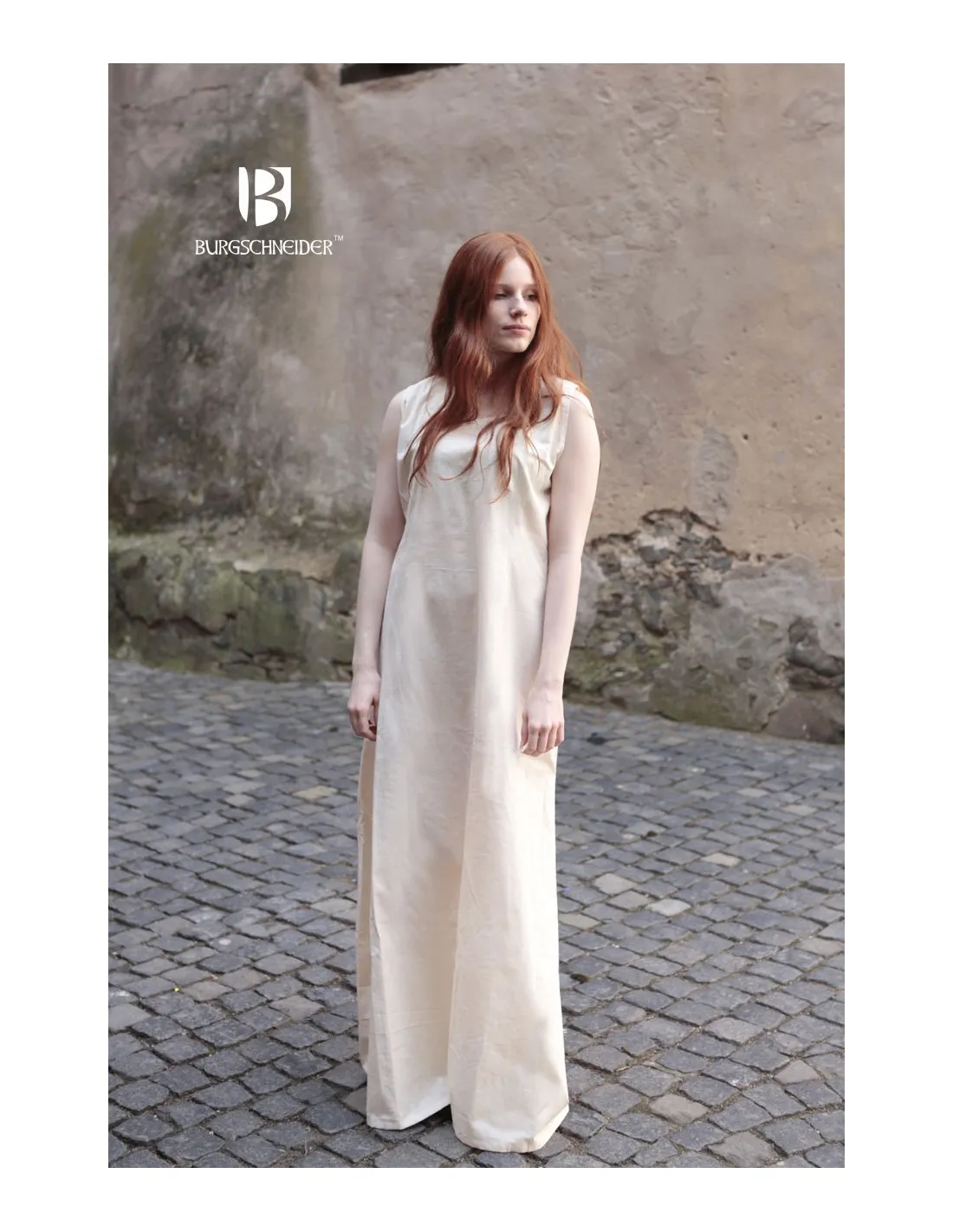 Túnica medieval sin mangas Aveline, crema