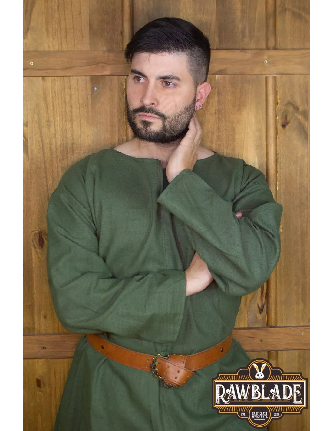 TúNICA MEDIEVAL WILLIAM EN LINO  VERDE