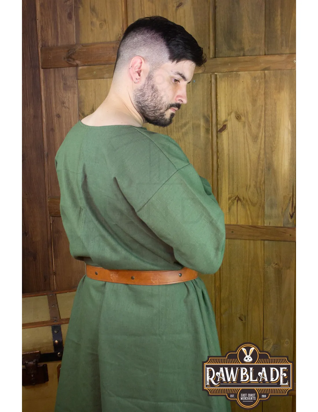 TúNICA MEDIEVAL WILLIAM EN LINO  VERDE