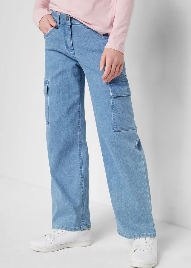 Vaqueros cargo de niña Denim claro