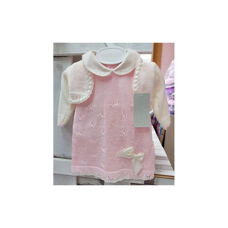 Vestido bebé hilo lazo con rebeca