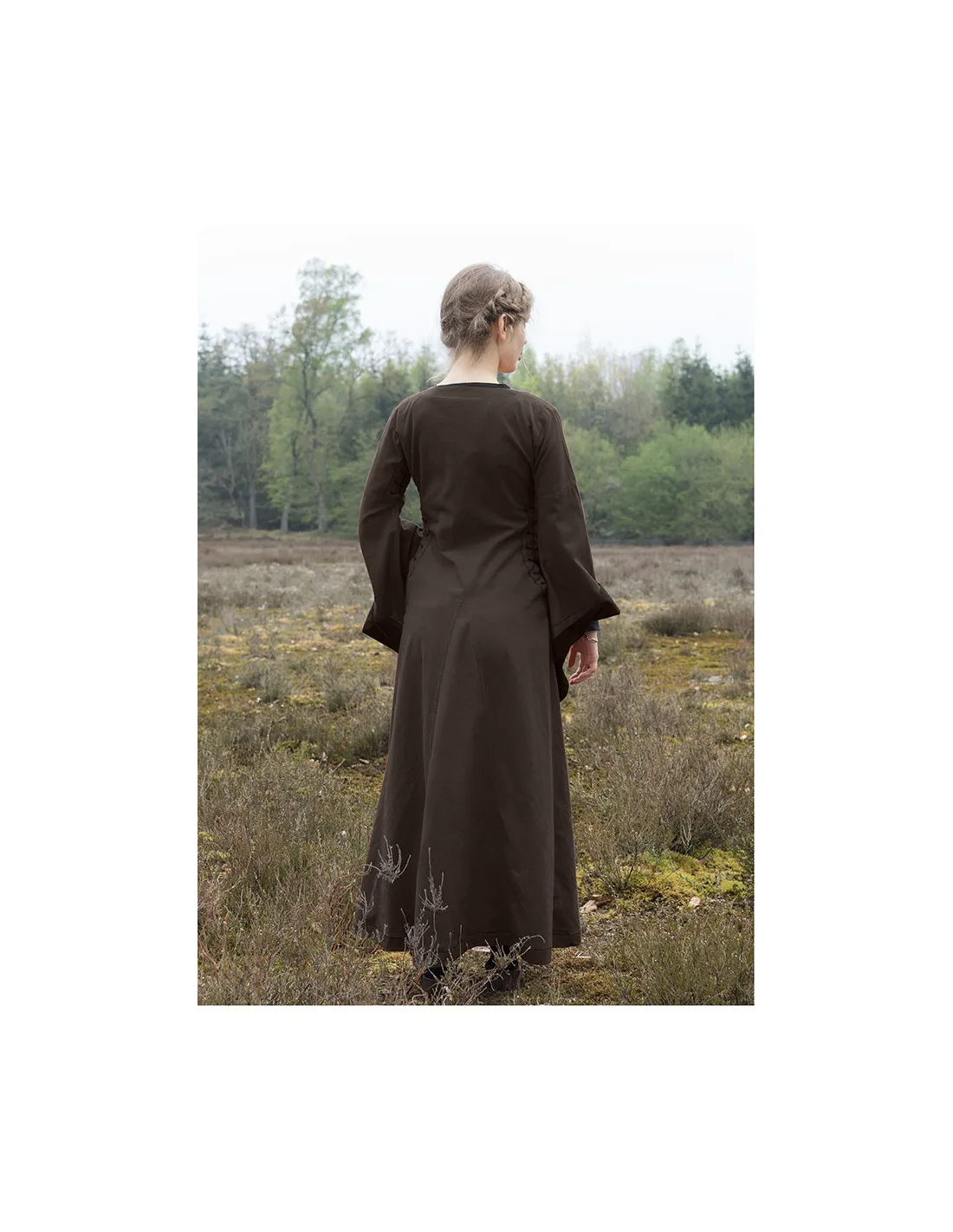 Vestido medieval abierto Bliaut Amal, marrón