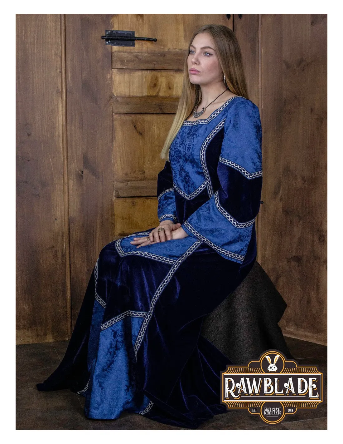 VESTIDO MEDIEVAL CASTELLANO DE MUJER  AZUL