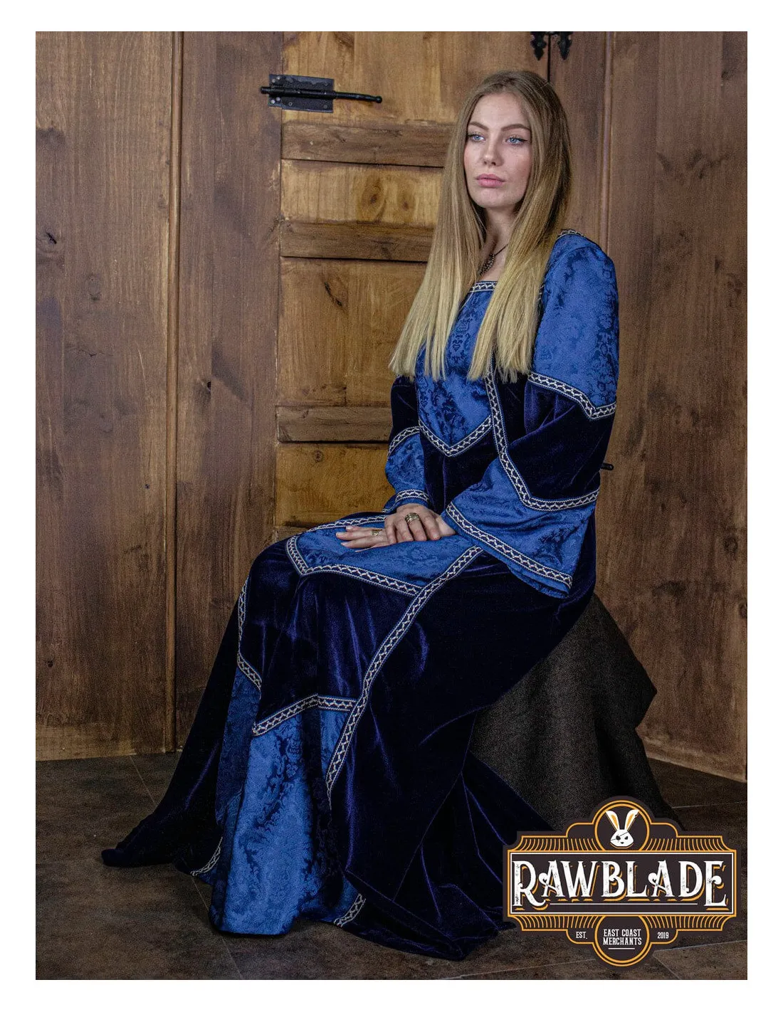 VESTIDO MEDIEVAL CASTELLANO DE MUJER  AZUL
