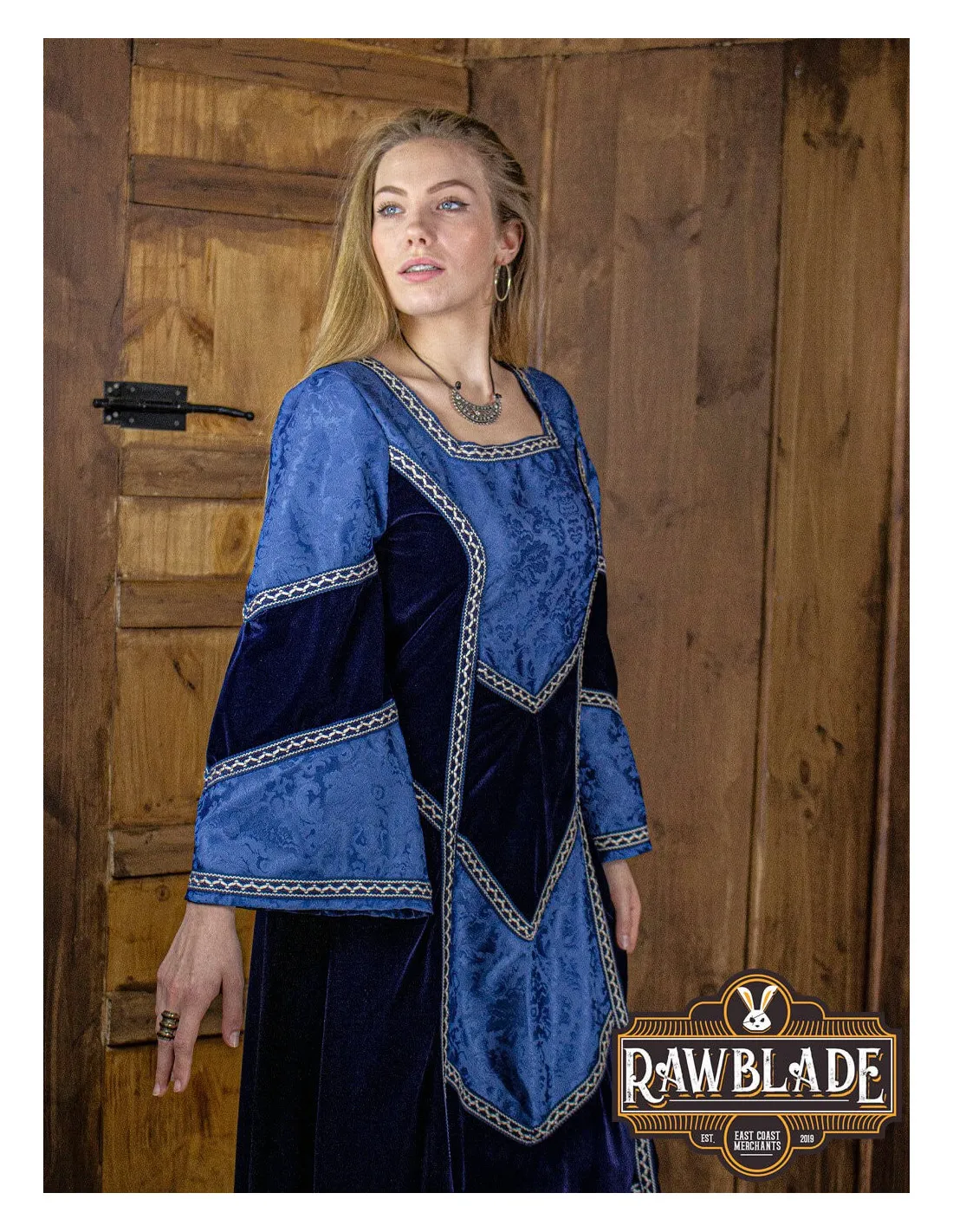VESTIDO MEDIEVAL CASTELLANO DE MUJER  AZUL