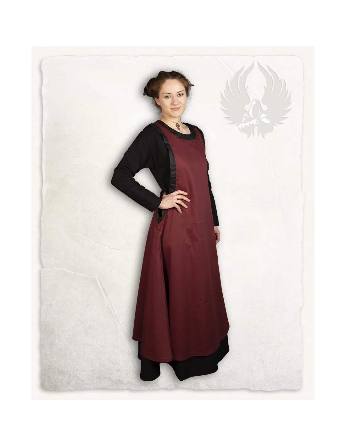 Vestido medieval dama Juliana, color burdeos