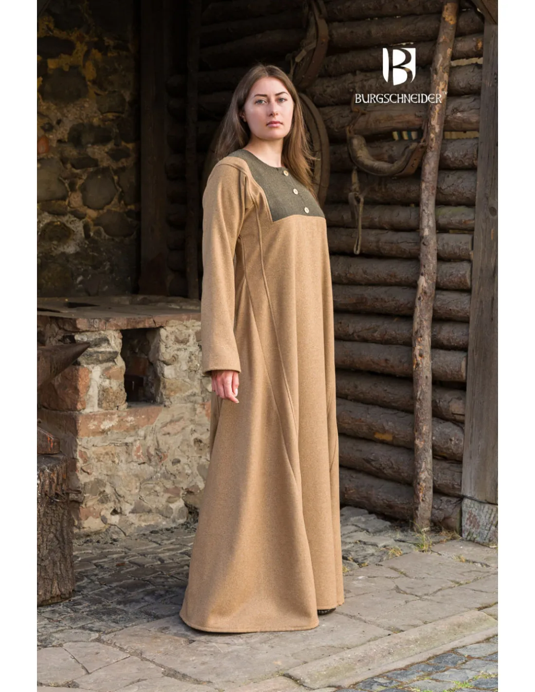 Vestido medieval modelo Rus Jadwiga, Camel