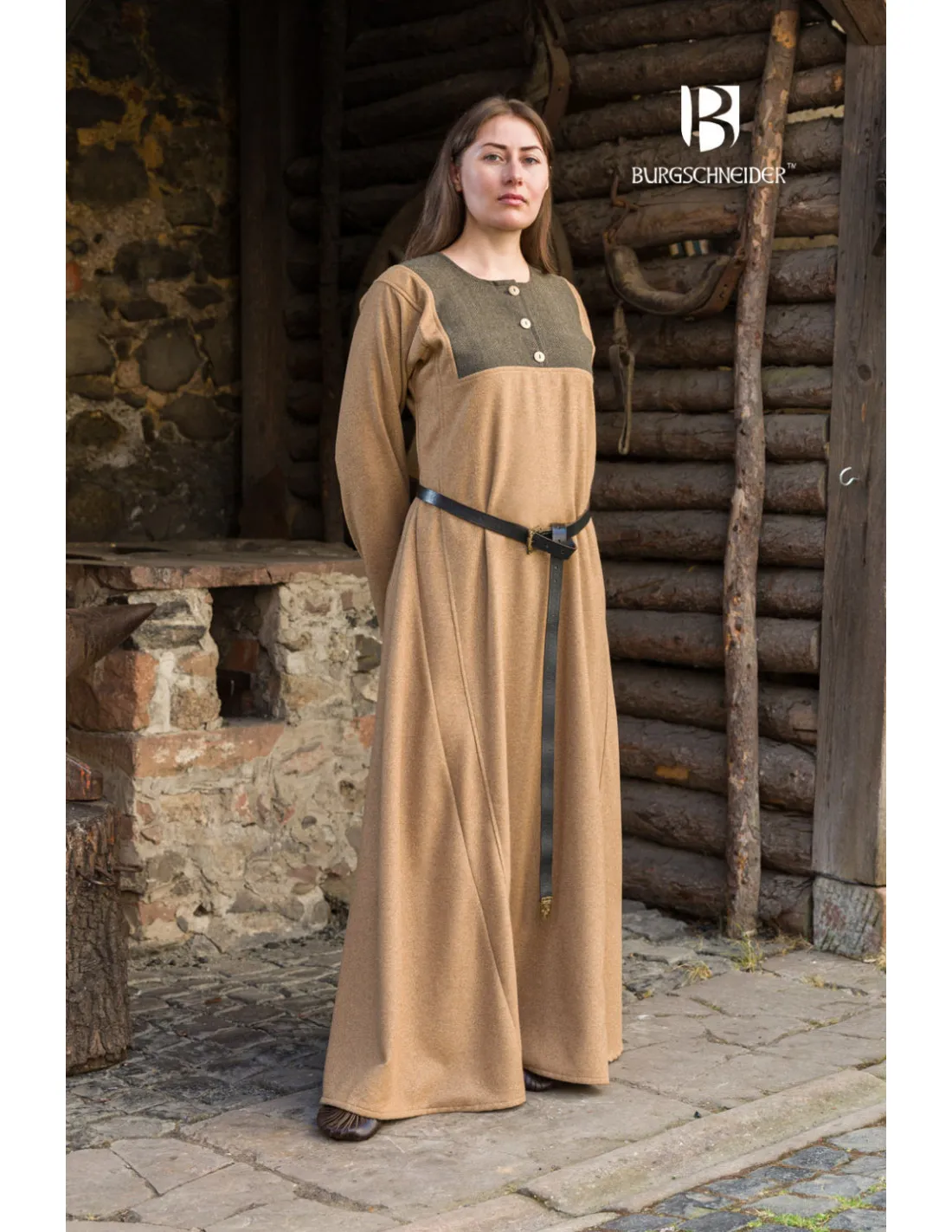 Vestido medieval modelo Rus Jadwiga, Camel