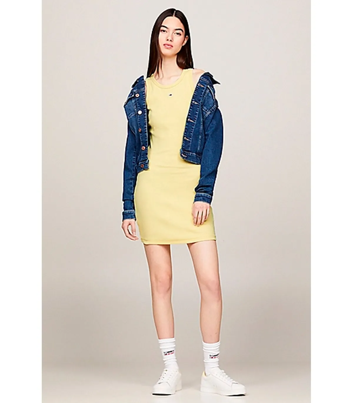 Vestido Tommy Jeans Essential Rib Tank Amarillo