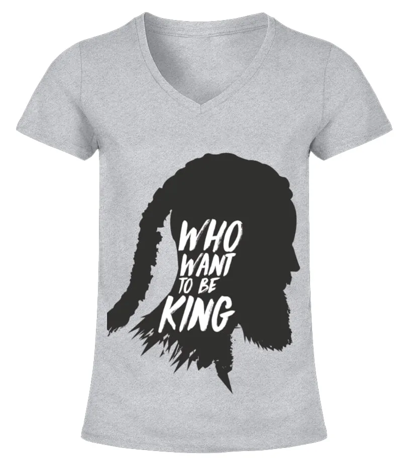 VIKINGS FRANCE  WHO WANT TO BE KING ? CAMISETA CUELLO PICO MUJER