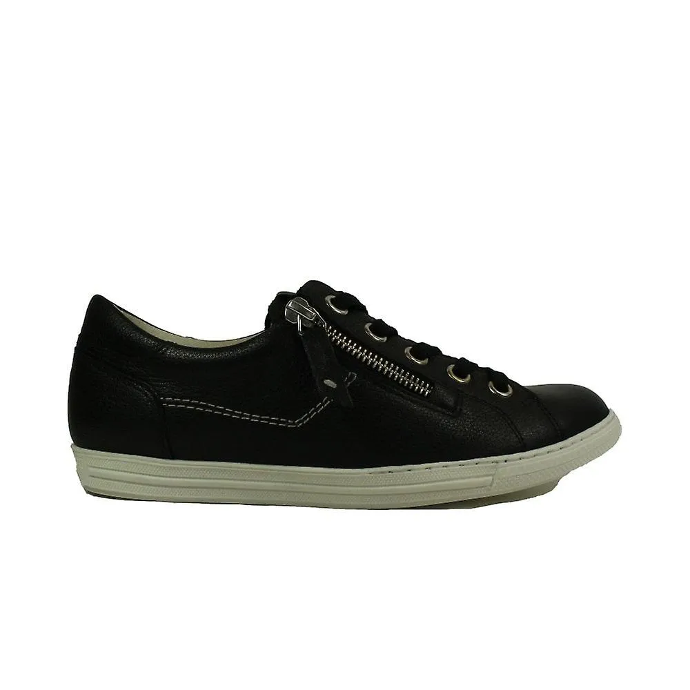 WOMEN'S PAUL GREEN 494002 | BLACK LEATHER | WOMEN'S ZIP/LACE UP TRAINERS
