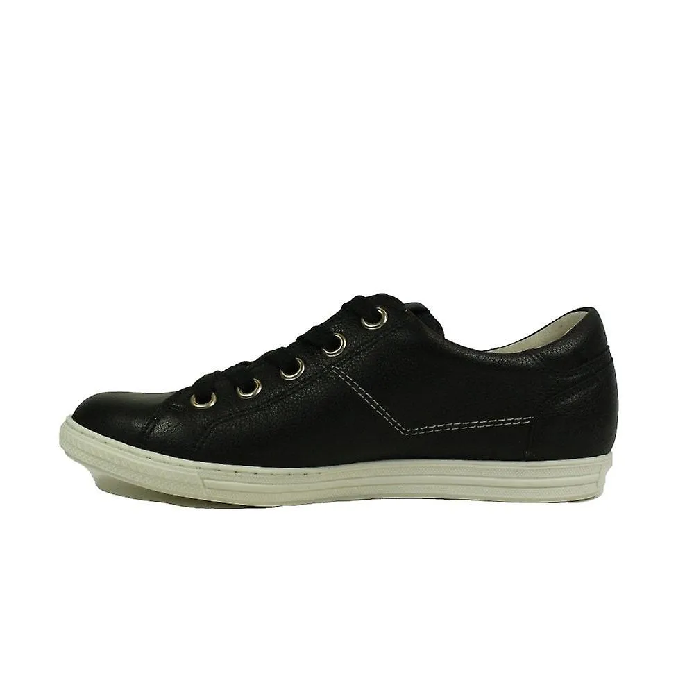 WOMEN'S PAUL GREEN 494002 | BLACK LEATHER | WOMEN'S ZIP/LACE UP TRAINERS