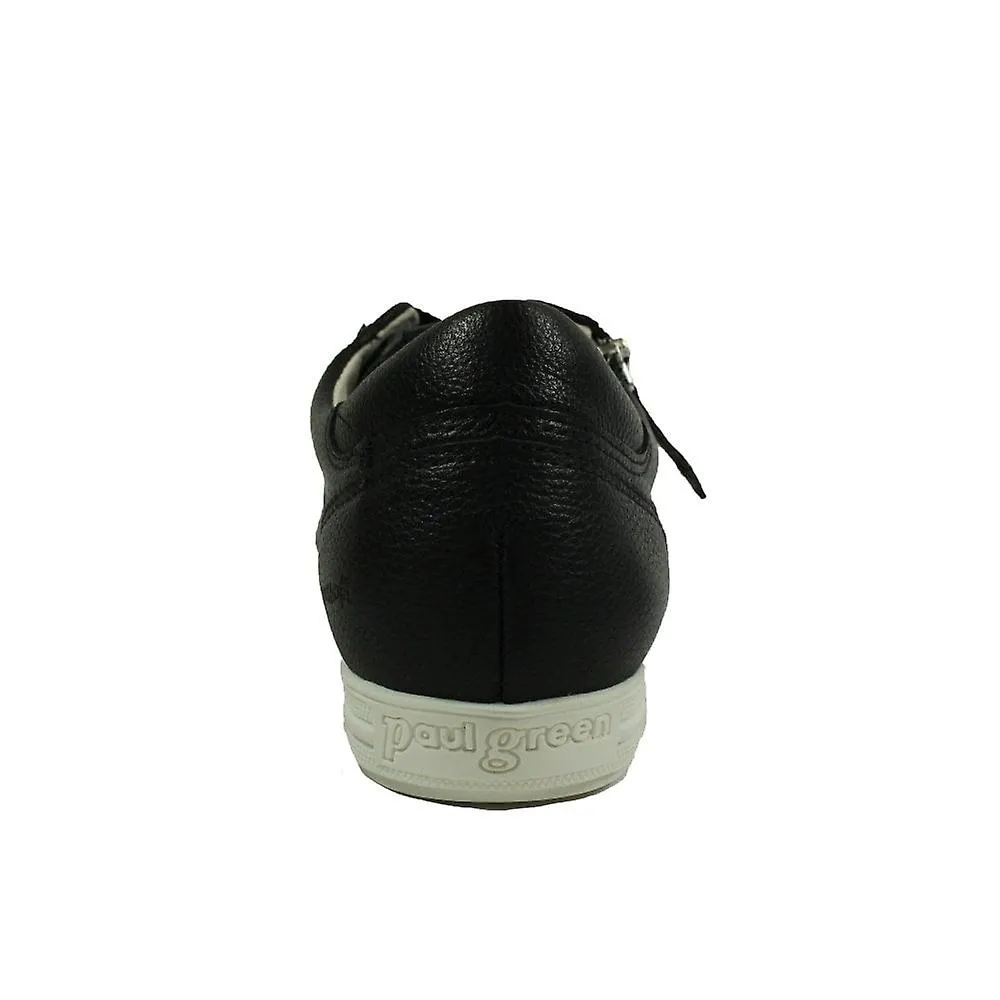 WOMEN'S PAUL GREEN 494002 | BLACK LEATHER | WOMEN'S ZIP/LACE UP TRAINERS