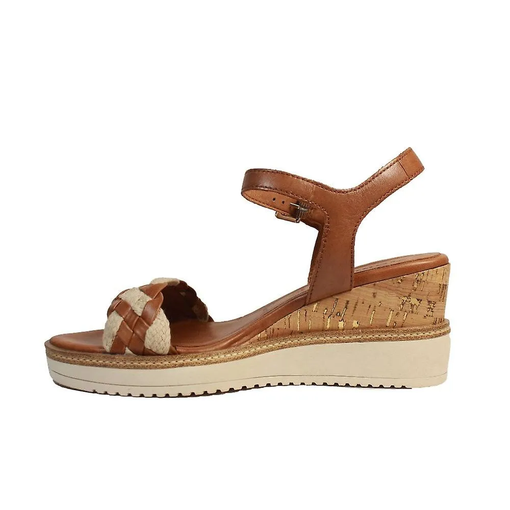Women's Tamaris 28305 305 | Cognac Leather | Womens  Wedge Sandals