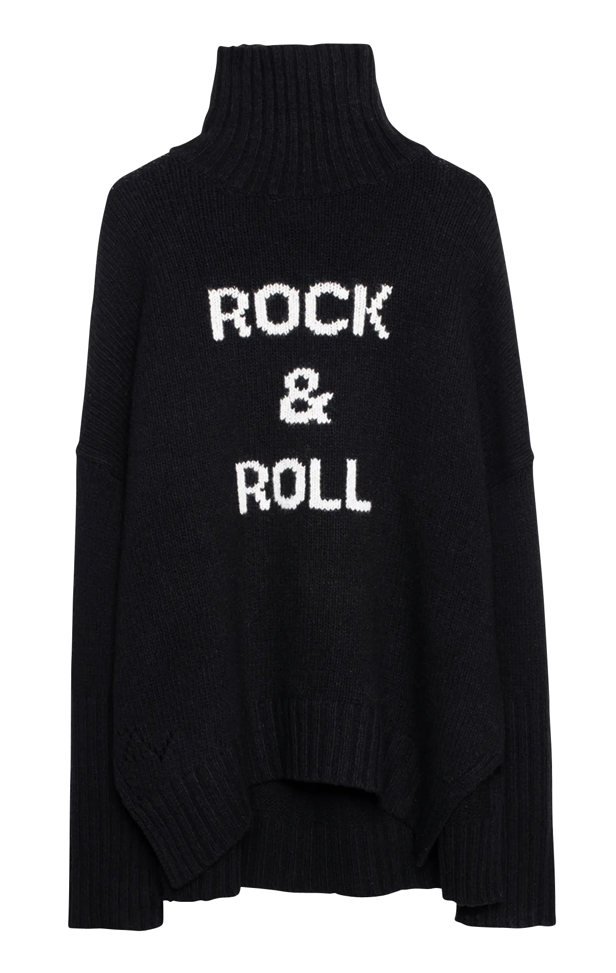 ZADIG&VOLTAIRE ALMA  JERSEY DE CUELLO ALTO CON MENSAJE EN LANA MERINO EN NEGRO