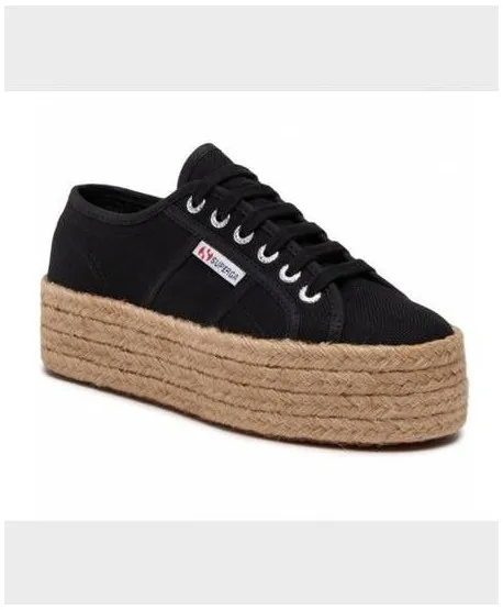 Zapatillas SUPERGA Plataforma Alpargatas Negras Chica Mujer