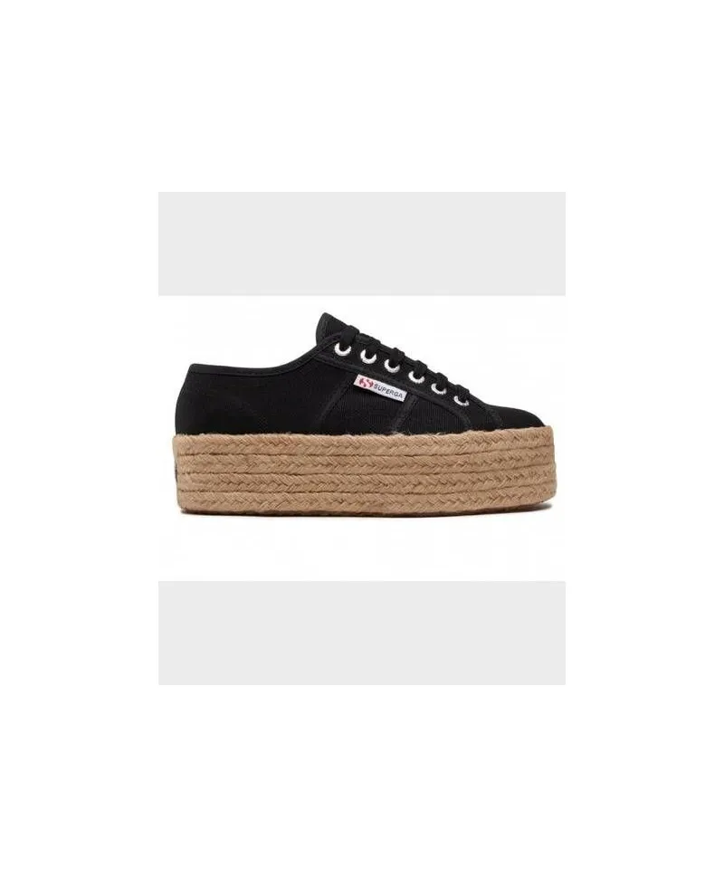 Zapatillas SUPERGA Plataforma Alpargatas Negras Chica Mujer