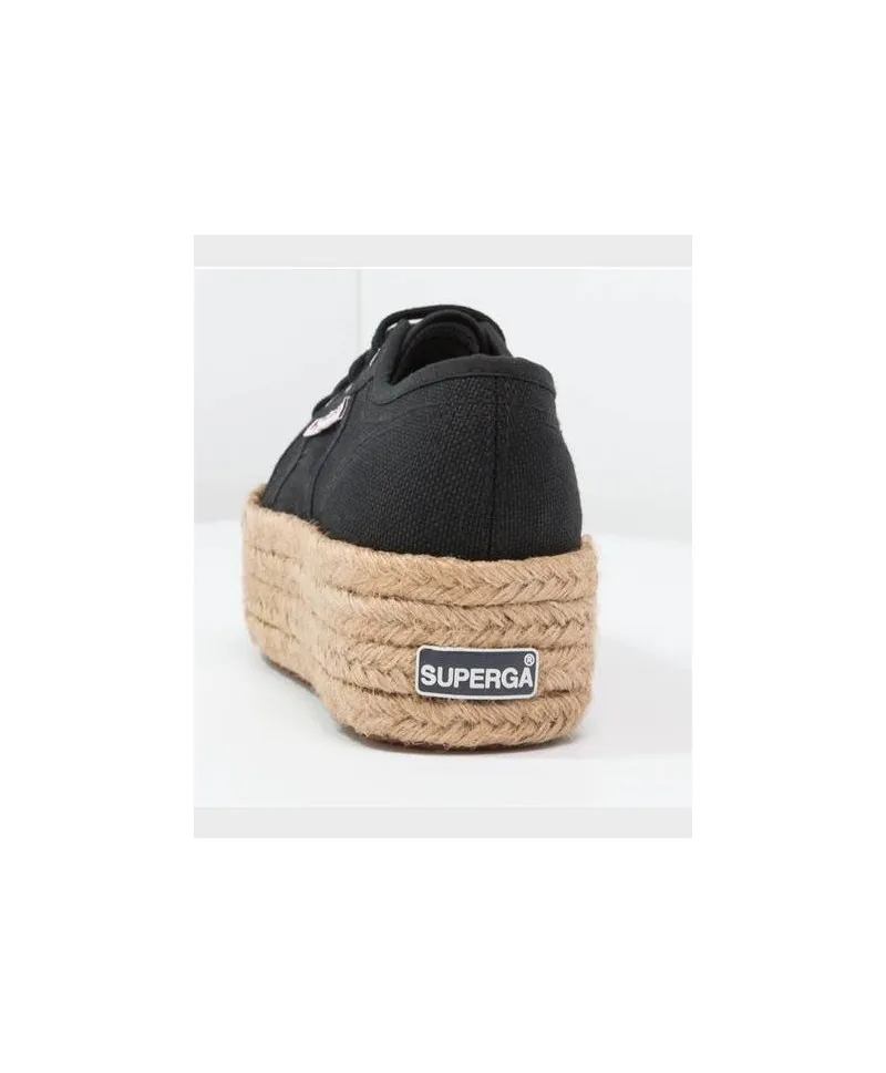 Zapatillas SUPERGA Plataforma Alpargatas Negras Chica Mujer