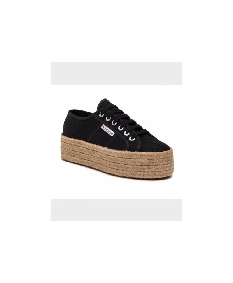 Zapatillas SUPERGA Plataforma Alpargatas Negras Chica Mujer