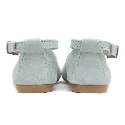 Zapato comunion bailarina celeste con cintas