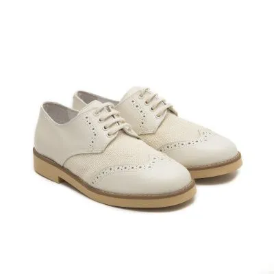 Zapato comunion blucher piel beige