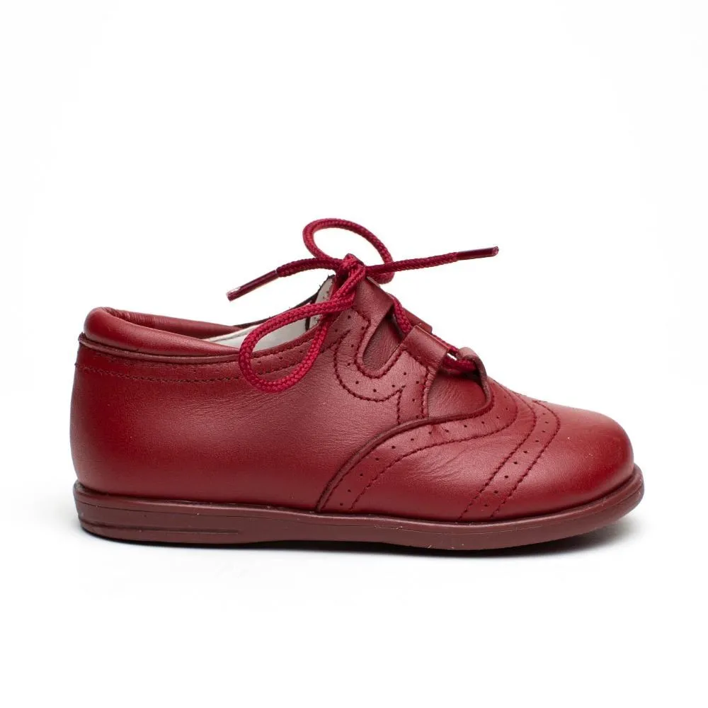 Zapatos Inglesitos Niño Burdeos Piel Modelo Bruno