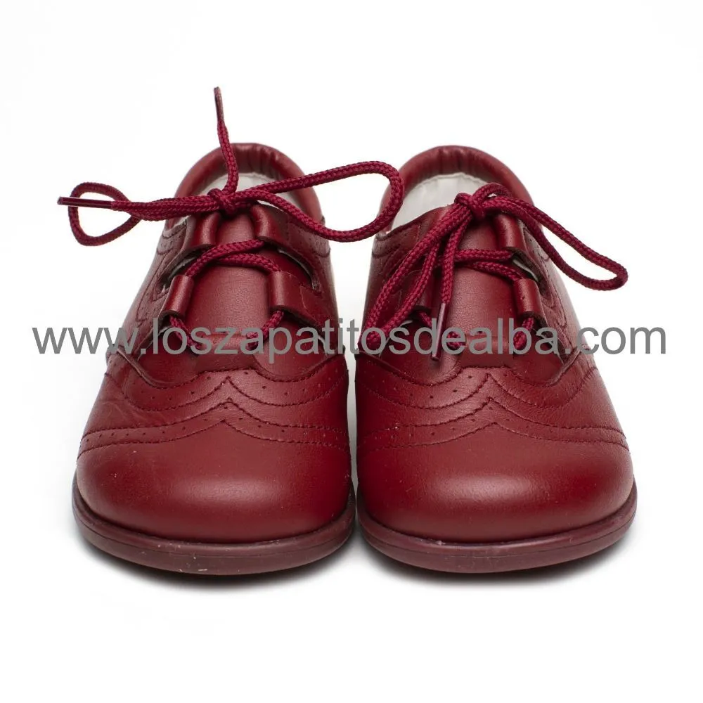 Zapatos Inglesitos Niño Burdeos Piel Modelo Bruno