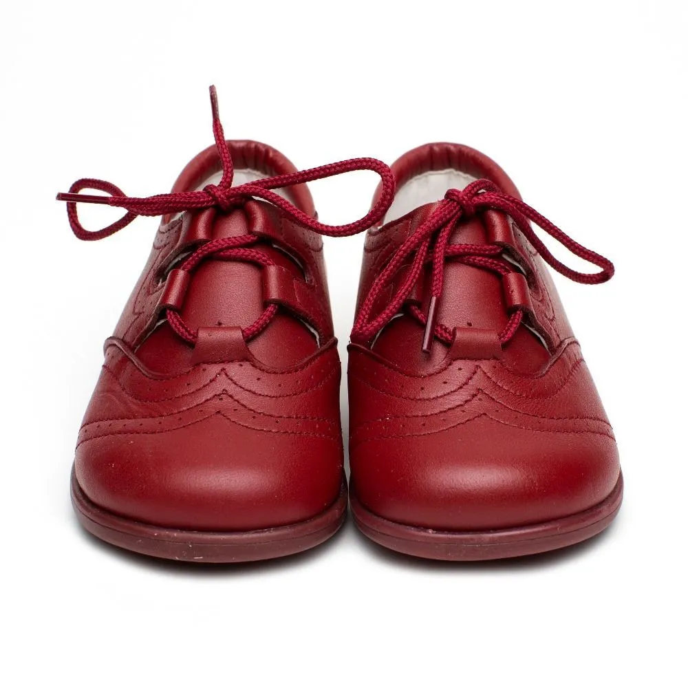 Zapatos Inglesitos Niño Burdeos Piel Modelo Bruno
