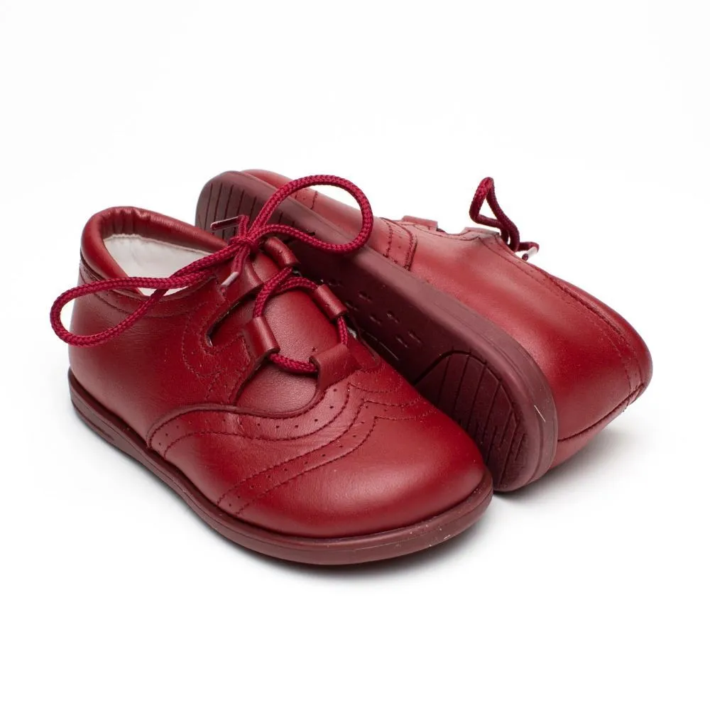 Zapatos Inglesitos Niño Burdeos Piel Modelo Bruno