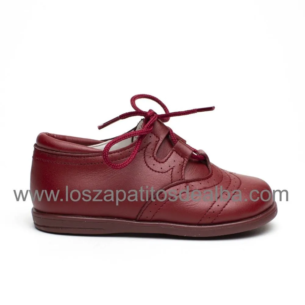 Zapatos Inglesitos Niño Burdeos Piel Modelo Bruno