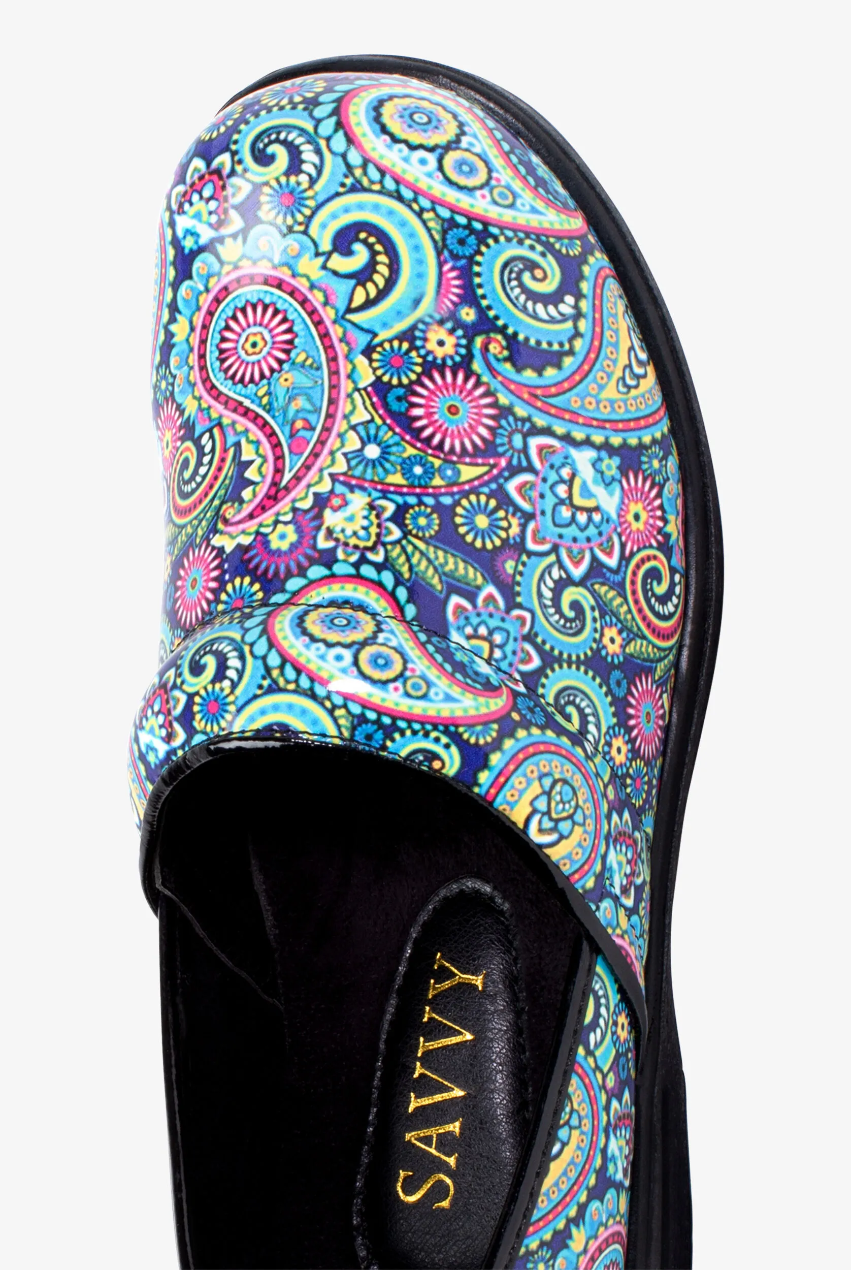 Zuecos de enfermería Savvy Brandy Paisley 2 para mujer